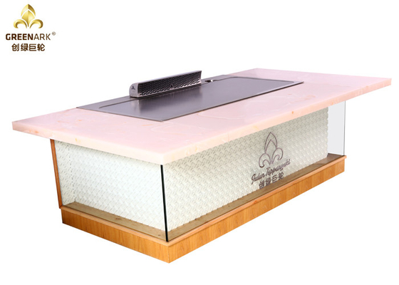 装飾の長方形のTeppanyakiのグリル表10の座席Hibachiのピンクの大理石のテーブル