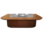 Customizable Hibachi Grill Table With Wooden Tabletop Decoration