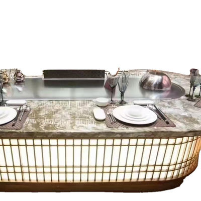 購入 Commercial Teppanyaki Grill with German 304 Stainless Steel and 20 mm Heating Plate in 2200*850*800 mm Size オンライン製造