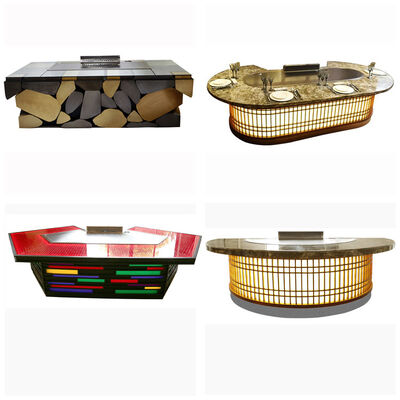 購入 Customized 11 Seat Fan Shape Teppanyaki Grill Table with 500*380mm Cooking Size for Commercial Restaurant & Hotel オンライン製造