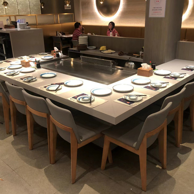 注文のTeppanyakiのテーブルの上のグリル、魚の貝の野菜のための9つの座席Teppanyaki Bbqのグリル