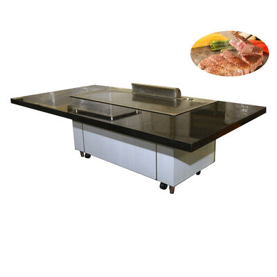 Stainless Steel 304 Teppanyaki Grill Table with 500*380mm Heating Area and Customized Color for Commercial Restaurants
